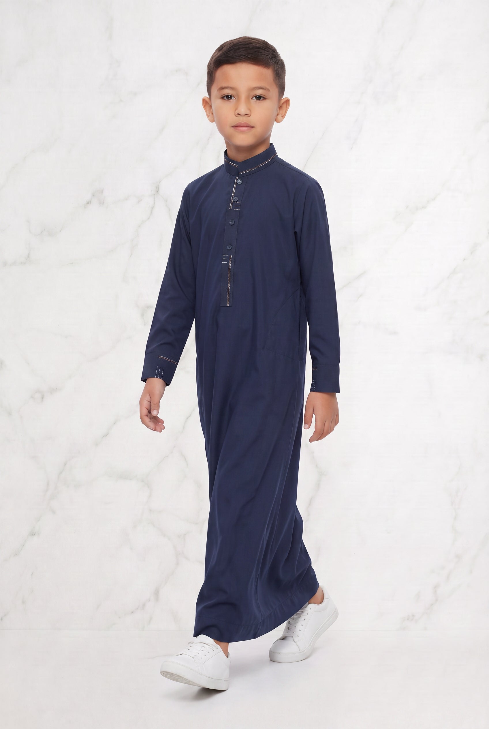 Boys Collared Thobe Navy 956 Col 02
