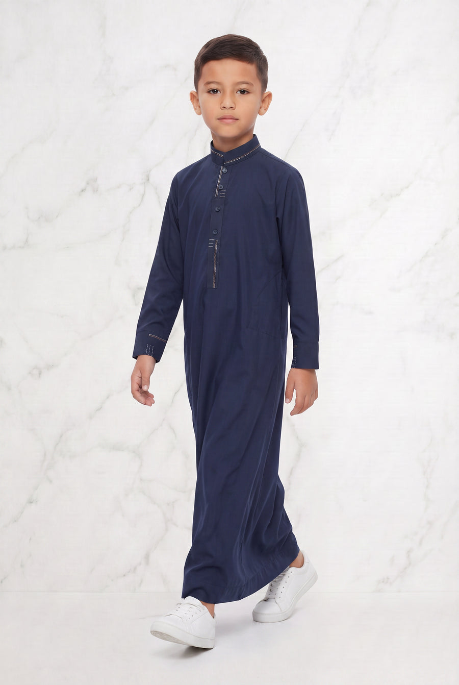 Boys Collared Thobe Navy 956 Col 02