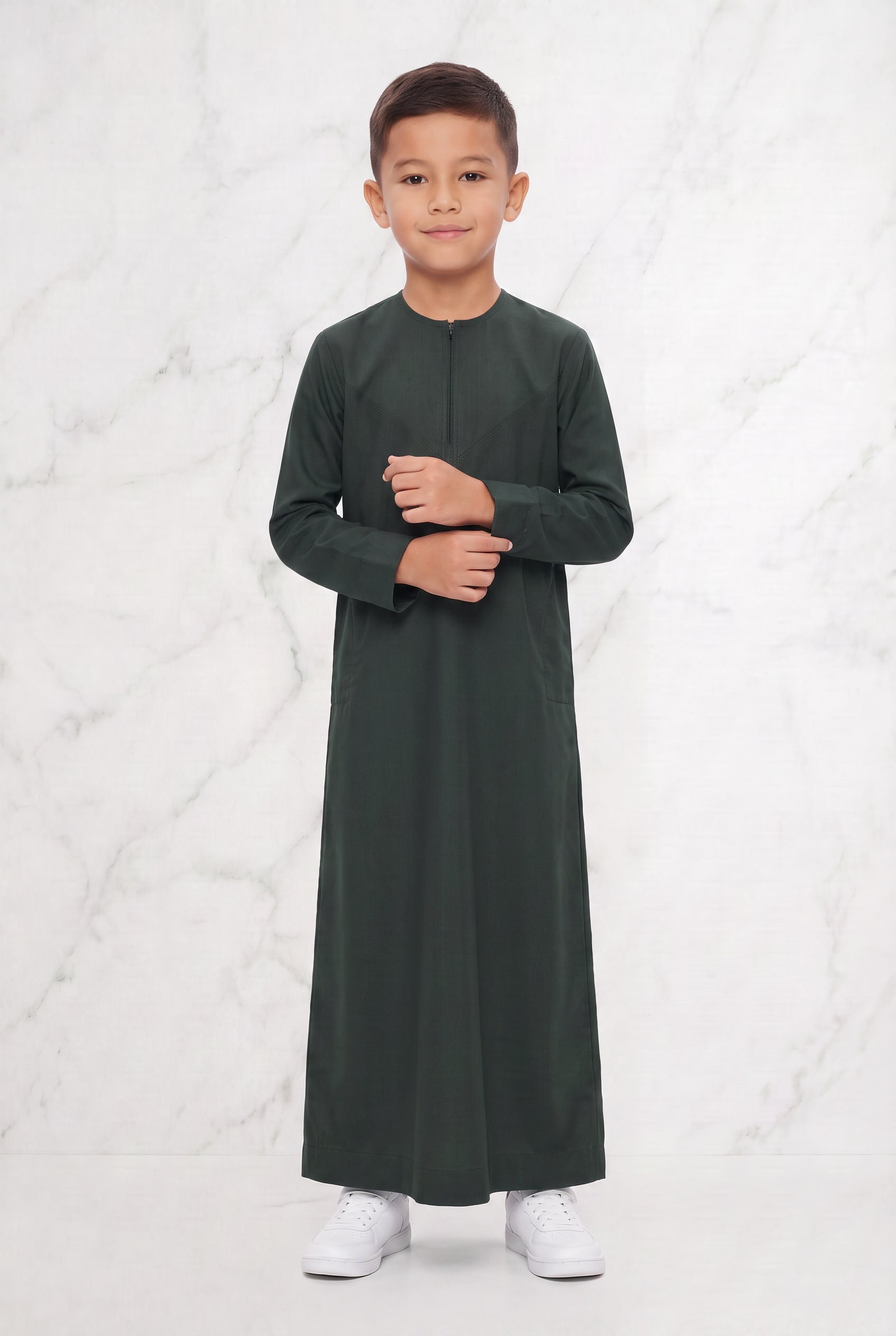 Kids Omani Olive Green Thobe ASB - K23 COL 17