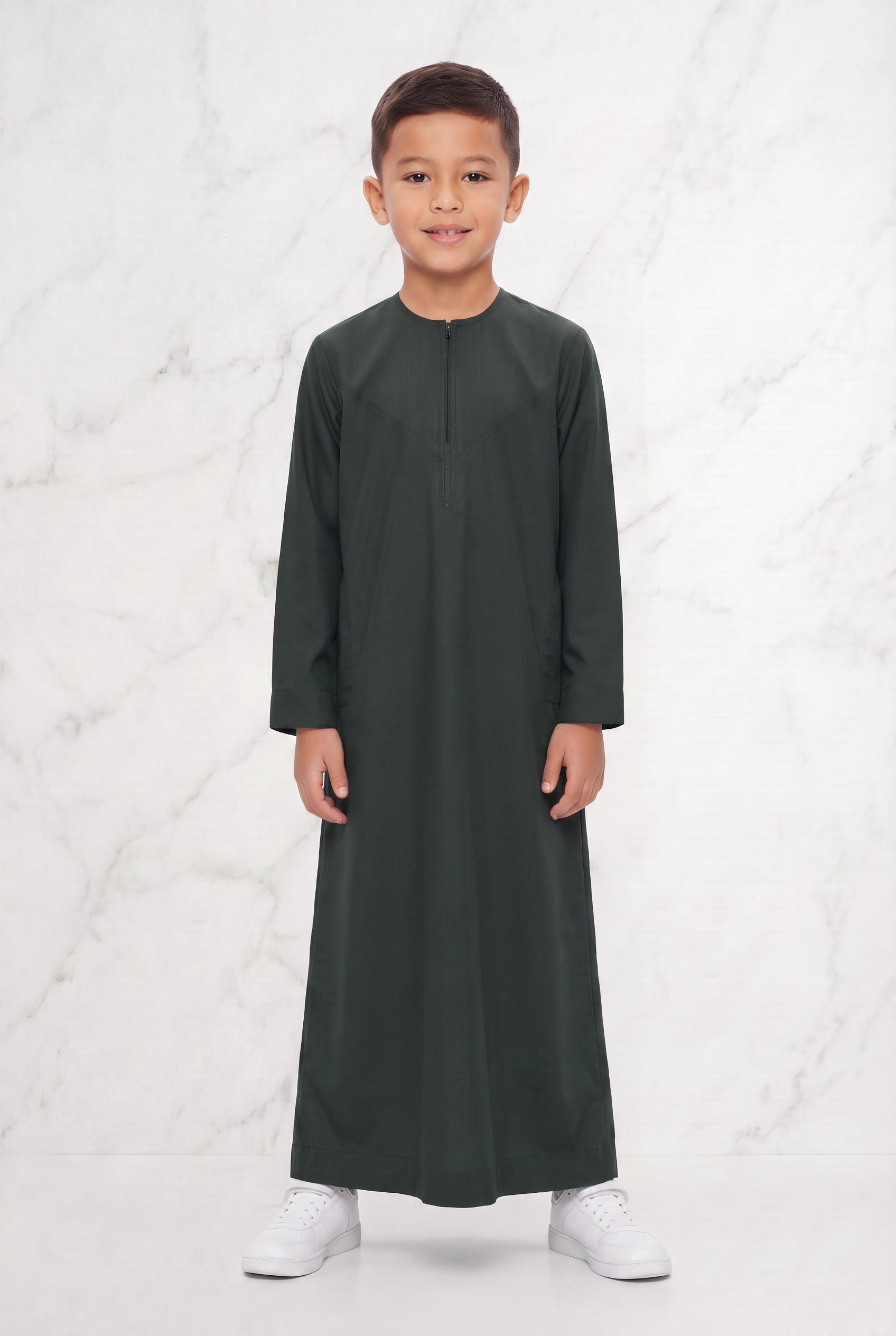 Kids Omani Olive Green Thobe ASB - K23 COL 17