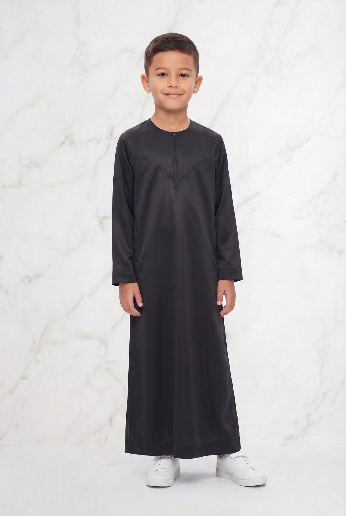 Boys Omani Satin Thobe Black K25 Col 21