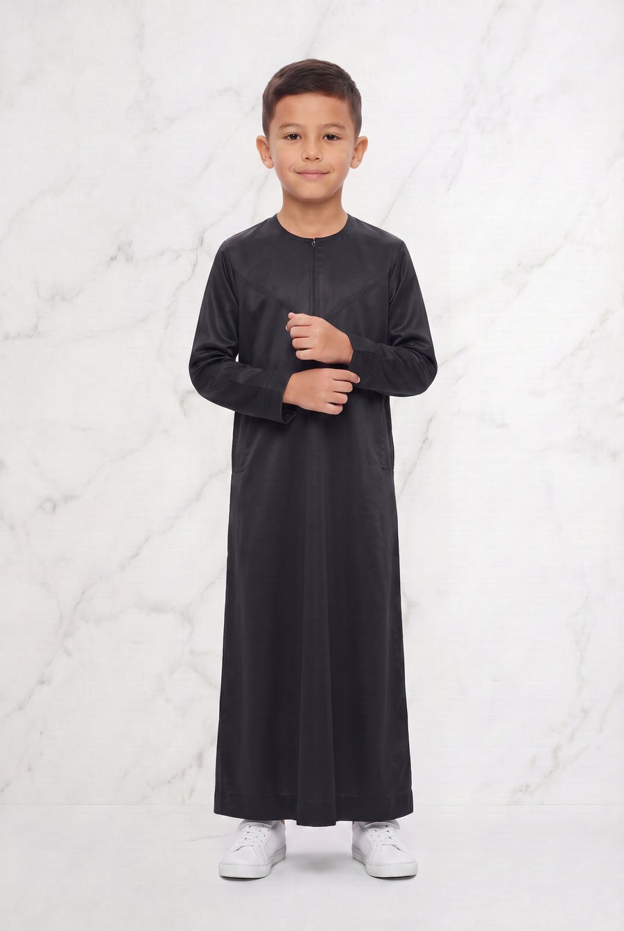 Boys Omani Satin Thobe Black K25 Col 21