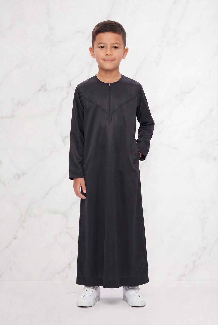 Boys Omani Satin Thobe Black K25 Col 21