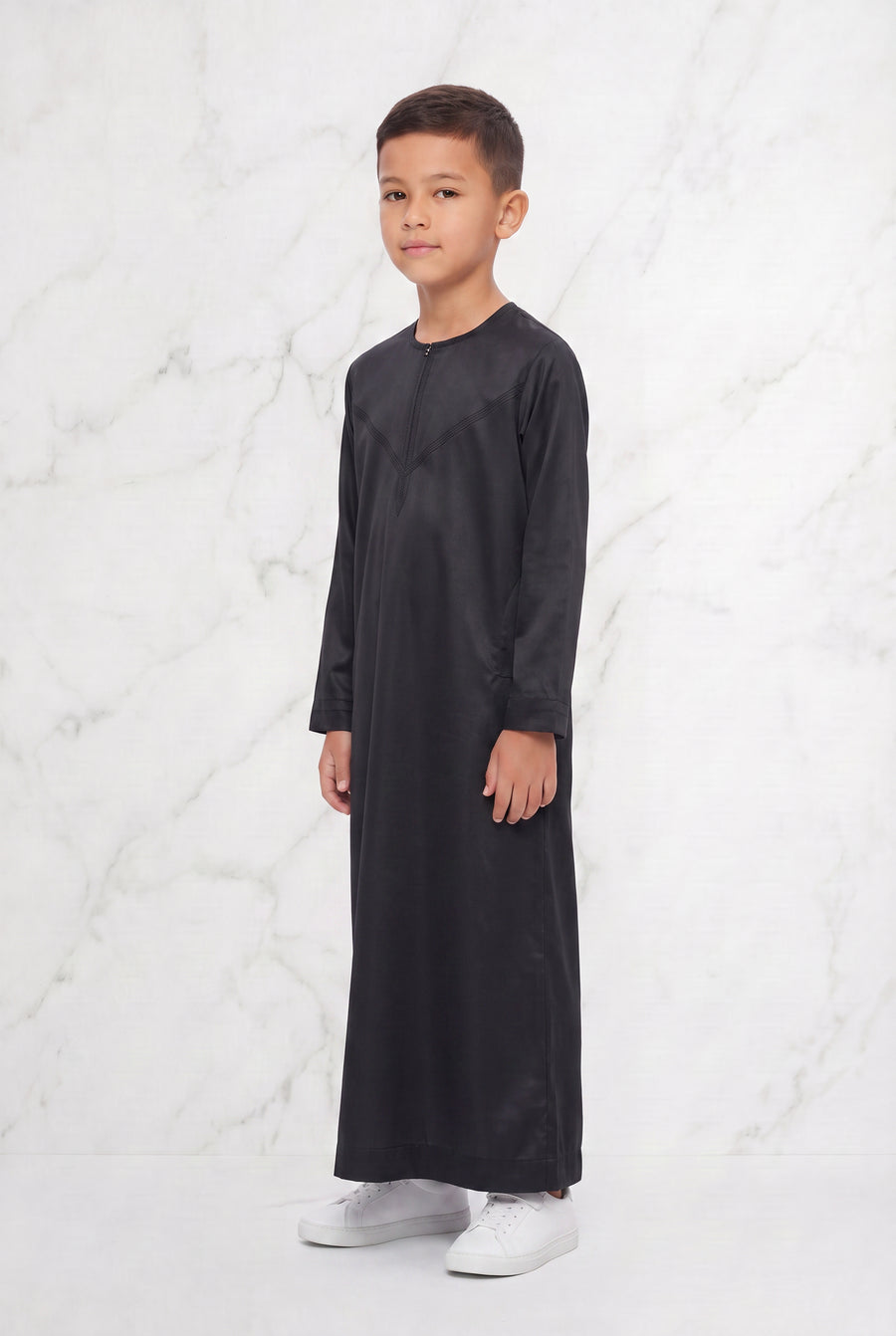 Boys Omani Satin Thobe Black K25 Col 21