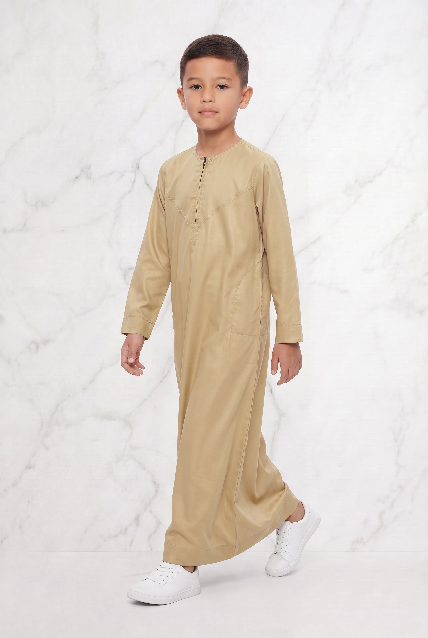 Kids Omani Satin Gold Thobe ASB - K32 COL 10