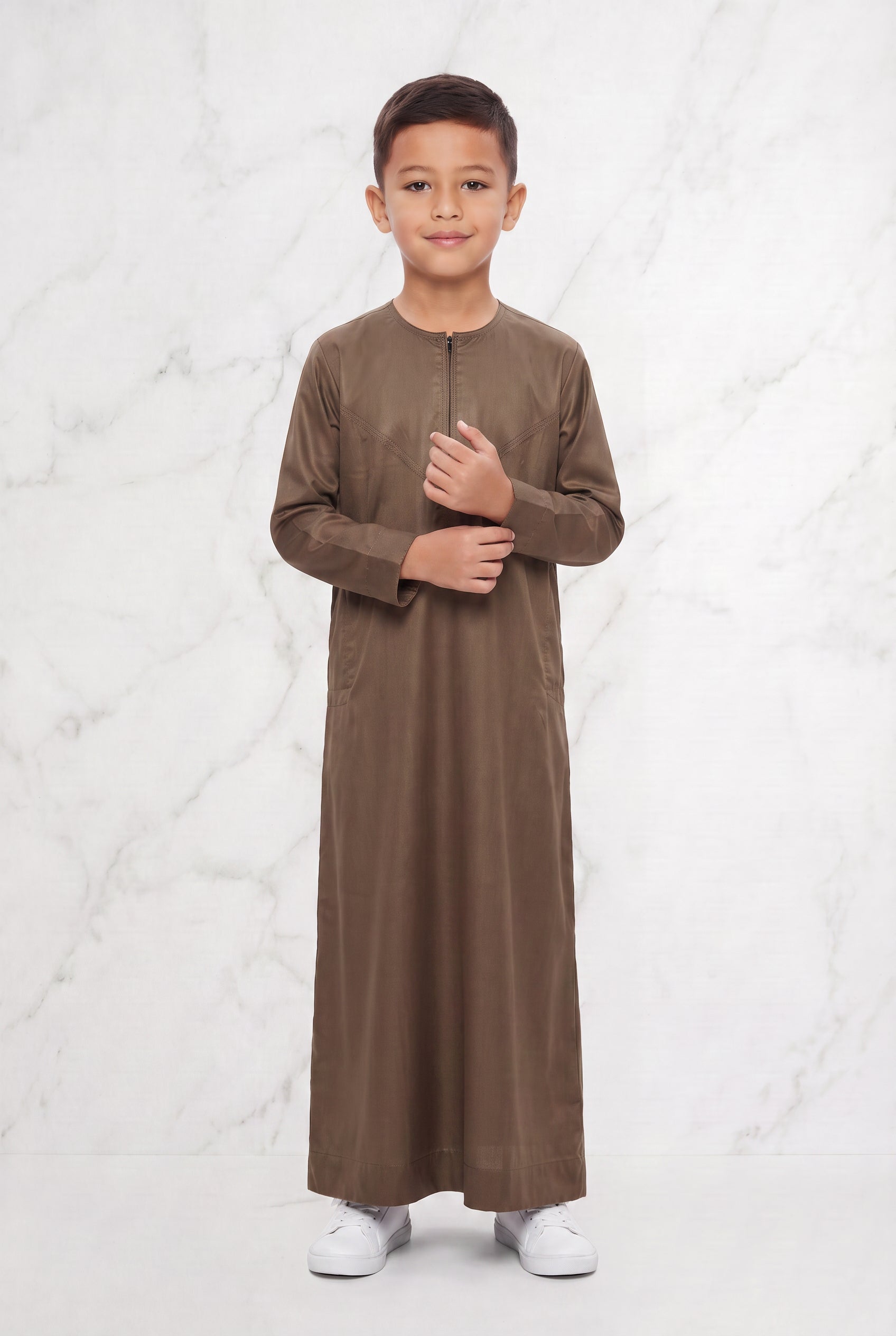 Kids Omani Satin Caramel Thobe ASB- K34 COL 17
