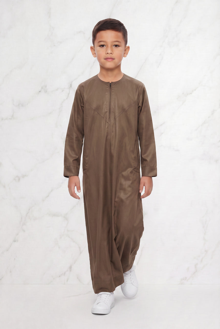Boys Omani Satin Thobe Caramel K34 Col 17