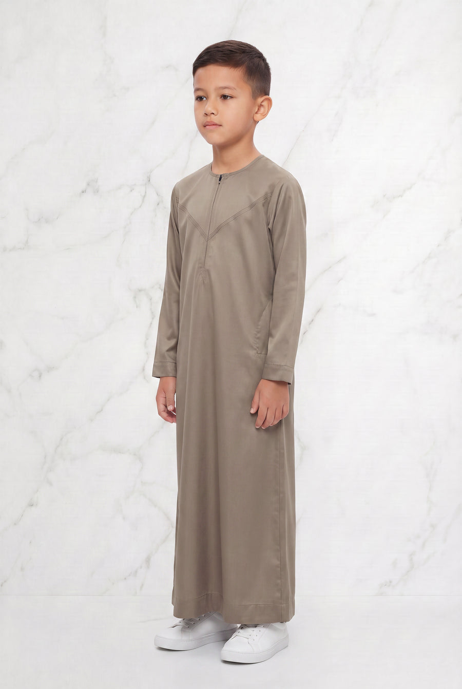 Boys Omani Satin Thobe Oat K35 Col 15