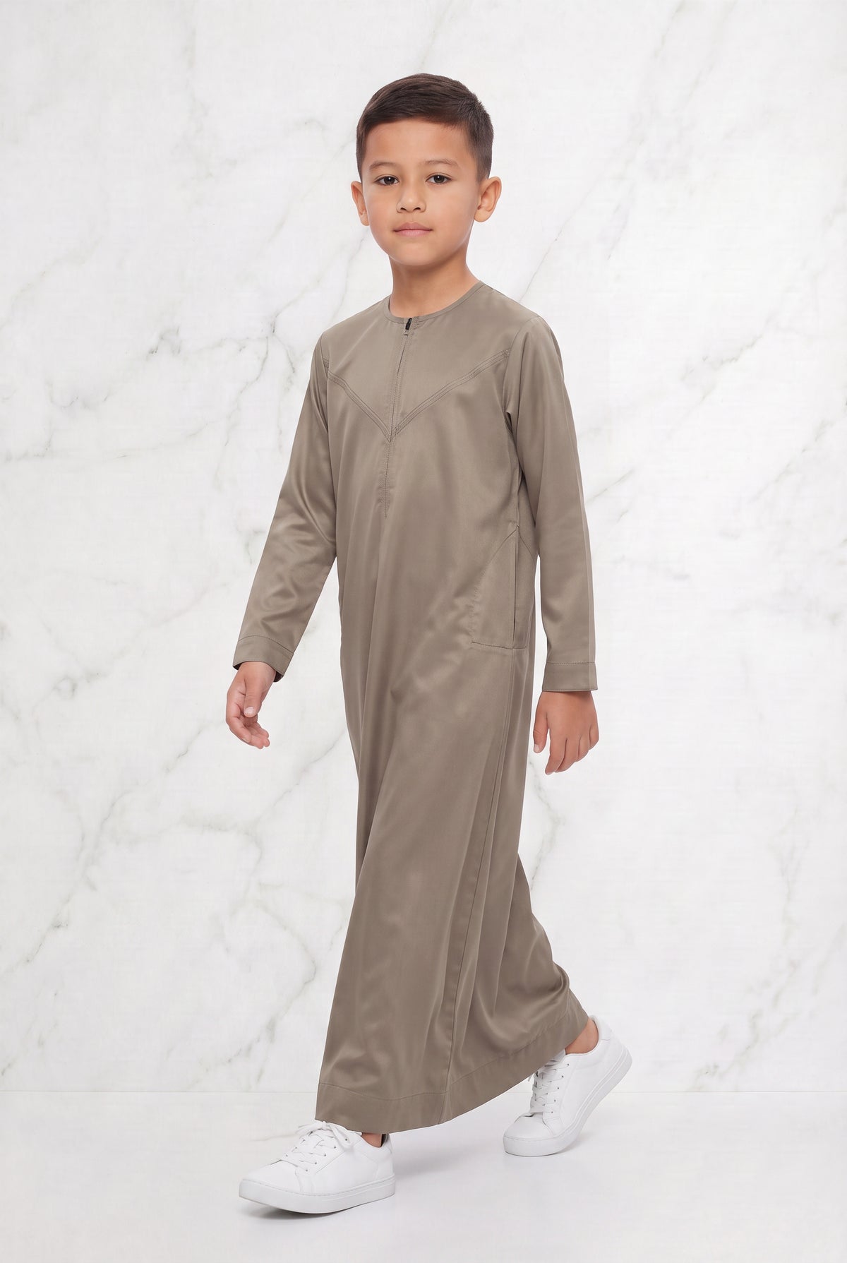 Boys Omani Satin Thobe Oat K35 Col 15