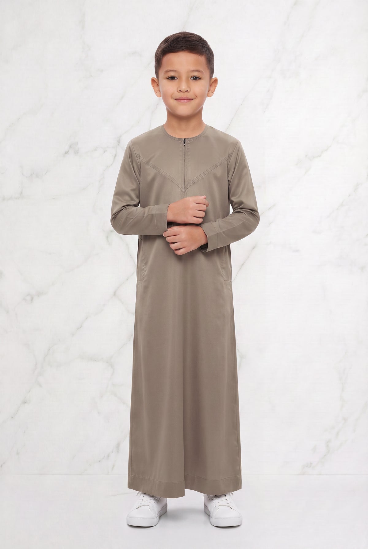Boys Omani Satin Thobe Oat K35 Col 15