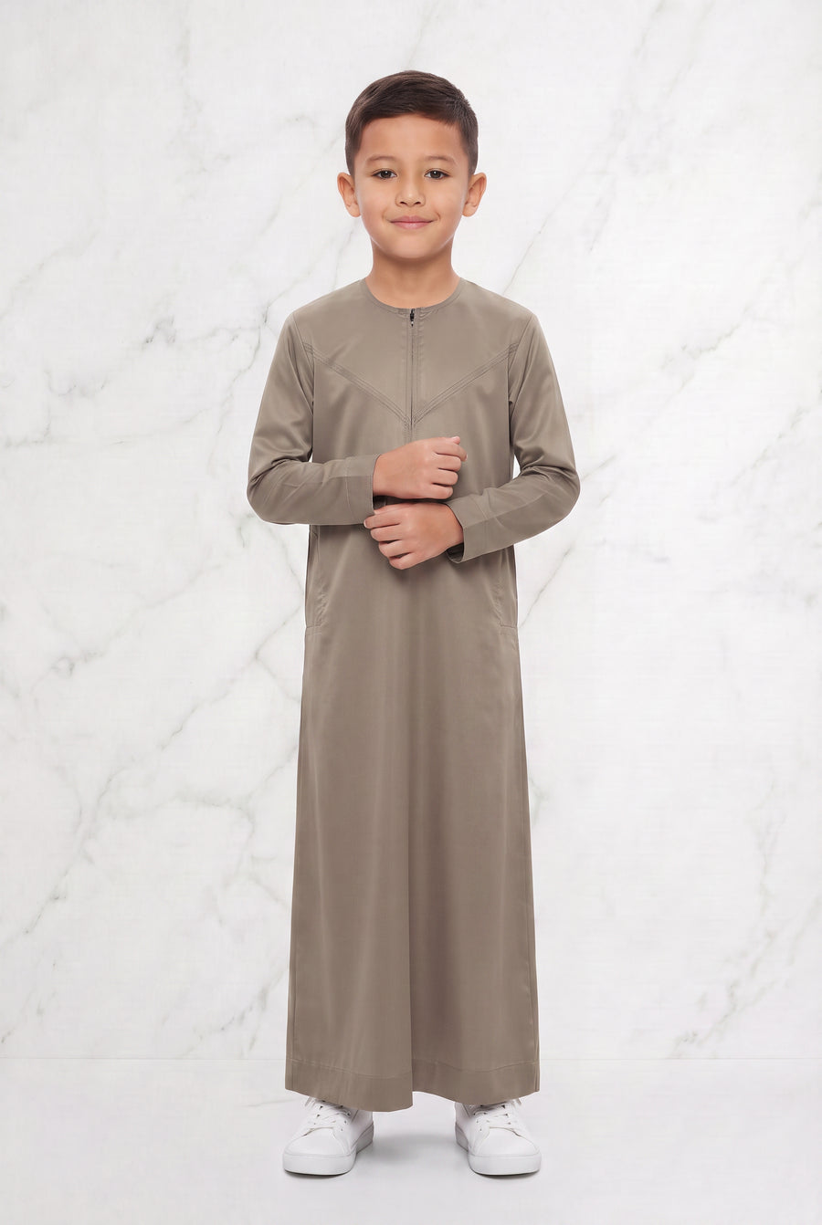 Boys Omani Satin Thobe Oat K35 Col 15