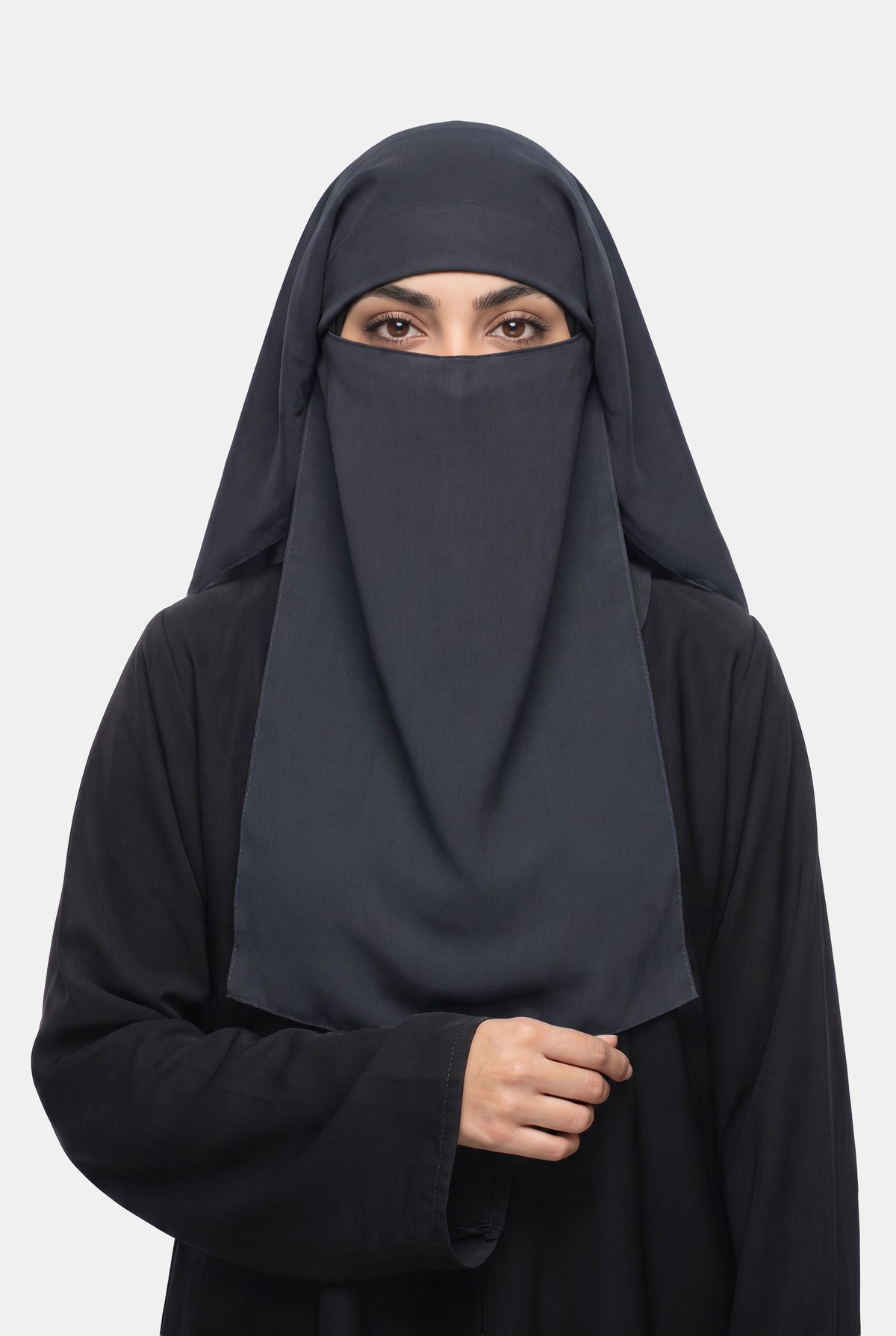 Three Layered Niqab Dark Grey 1222