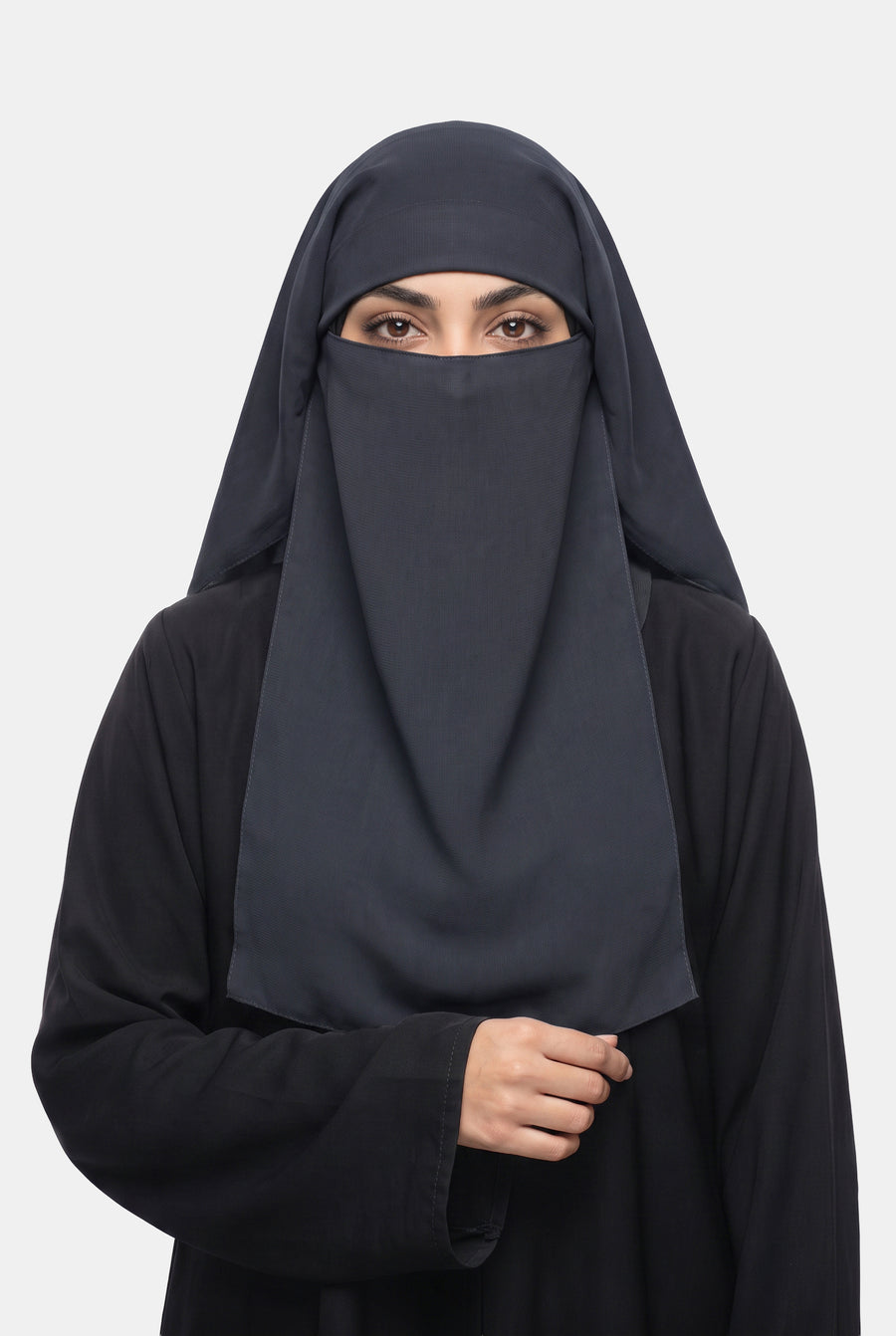 Three Layered Niqab Dark Grey 1222