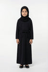 Girls Textured Plain Abaya Black 618