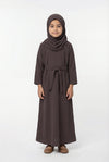 Girls Textured Plain Abaya Mauve 618