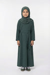 Girls Textured Plain Abaya Sage 618