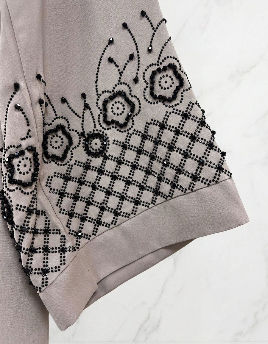 Embellished Sleeved Belted Abaya Dusty Rose 613 Col 135