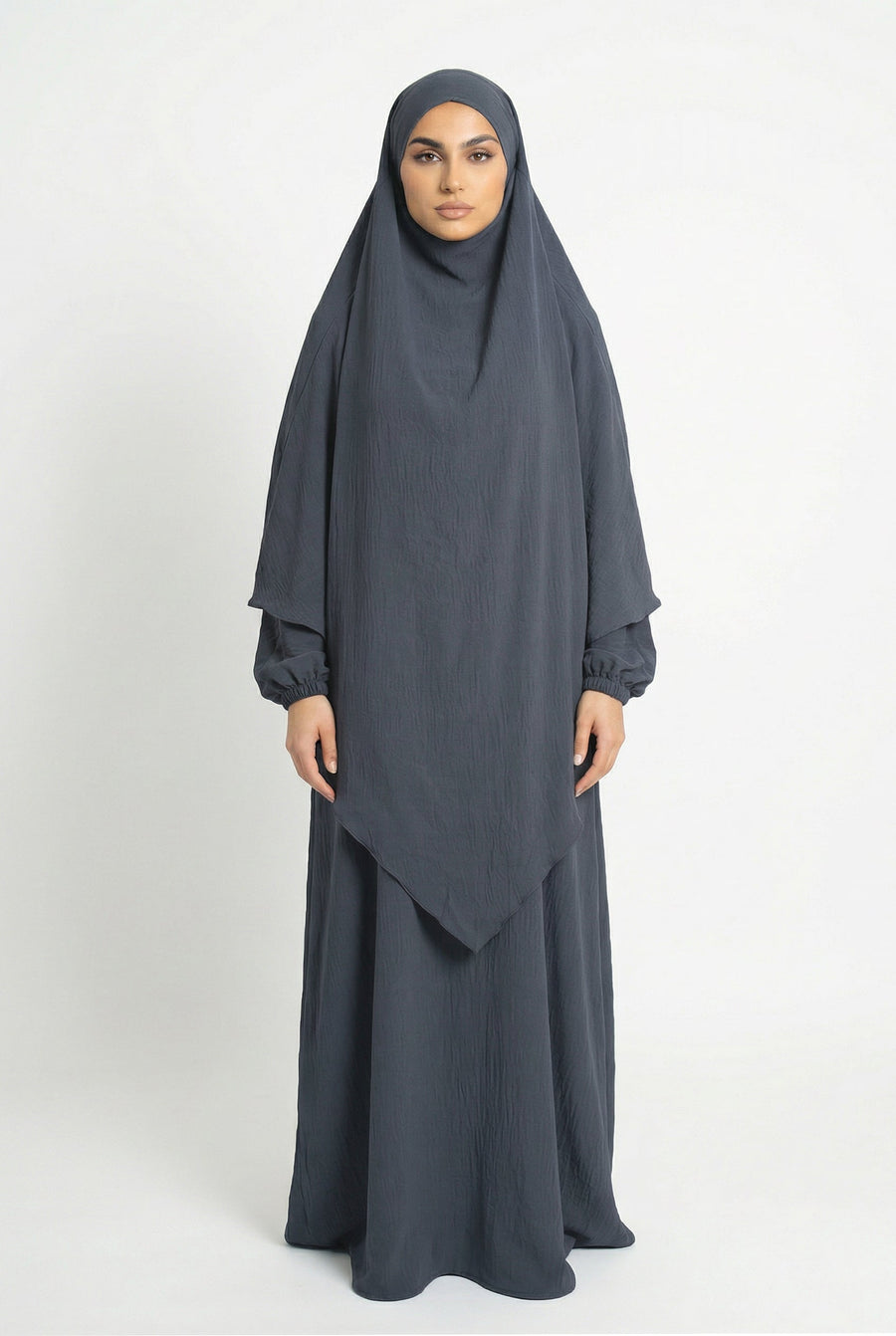 Textured Khimar Grey ASL-618K Col 36