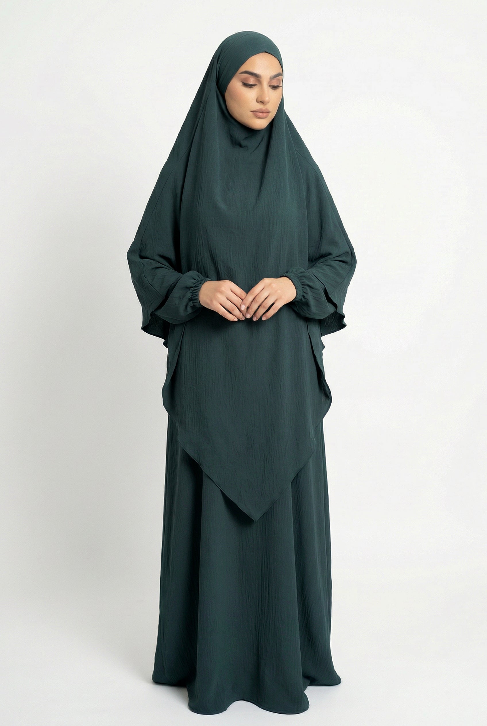 Textured Khimar Bottle Green ASL-618K Col 39