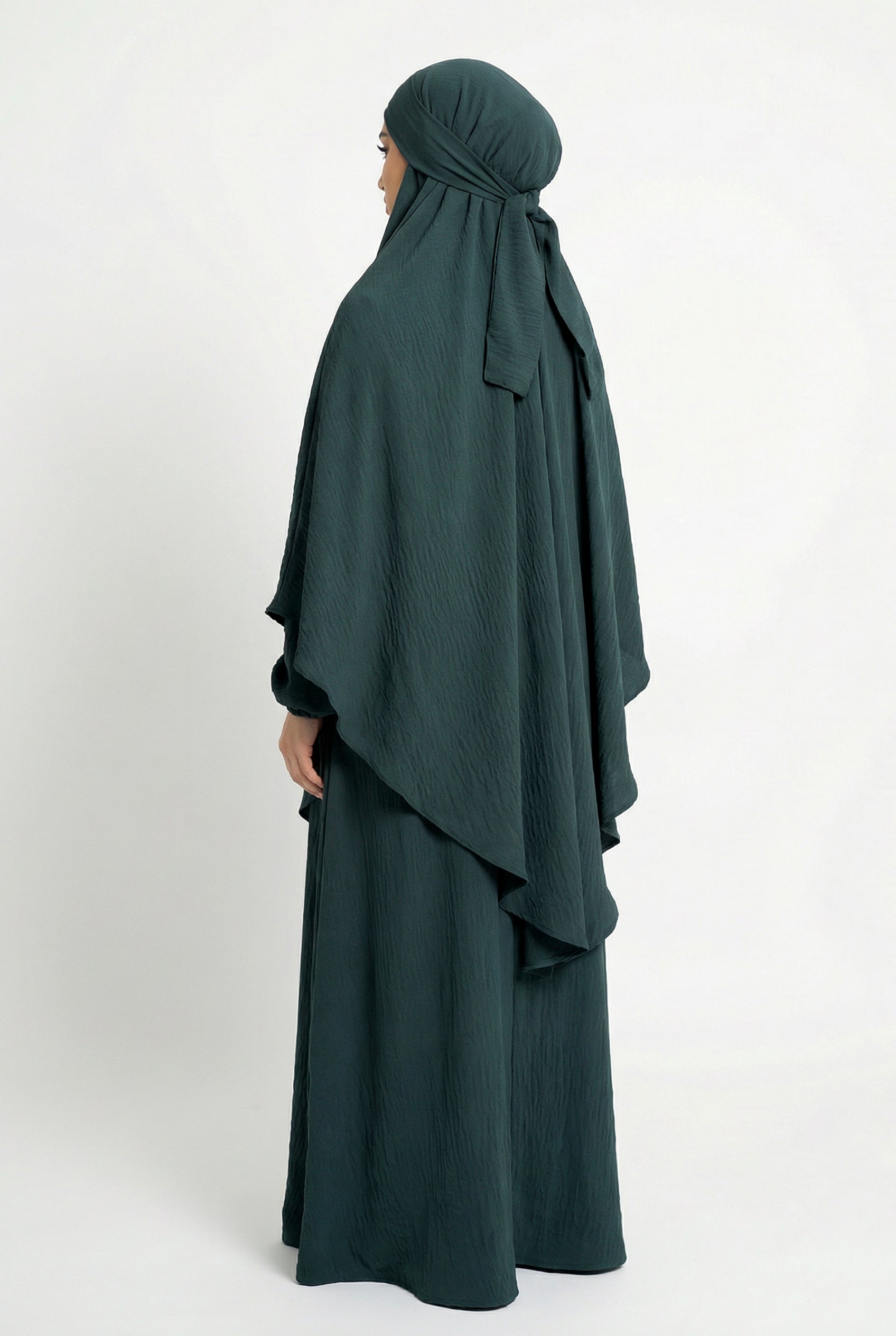 Textured Khimar Bottle Green ASL-618K Col 39