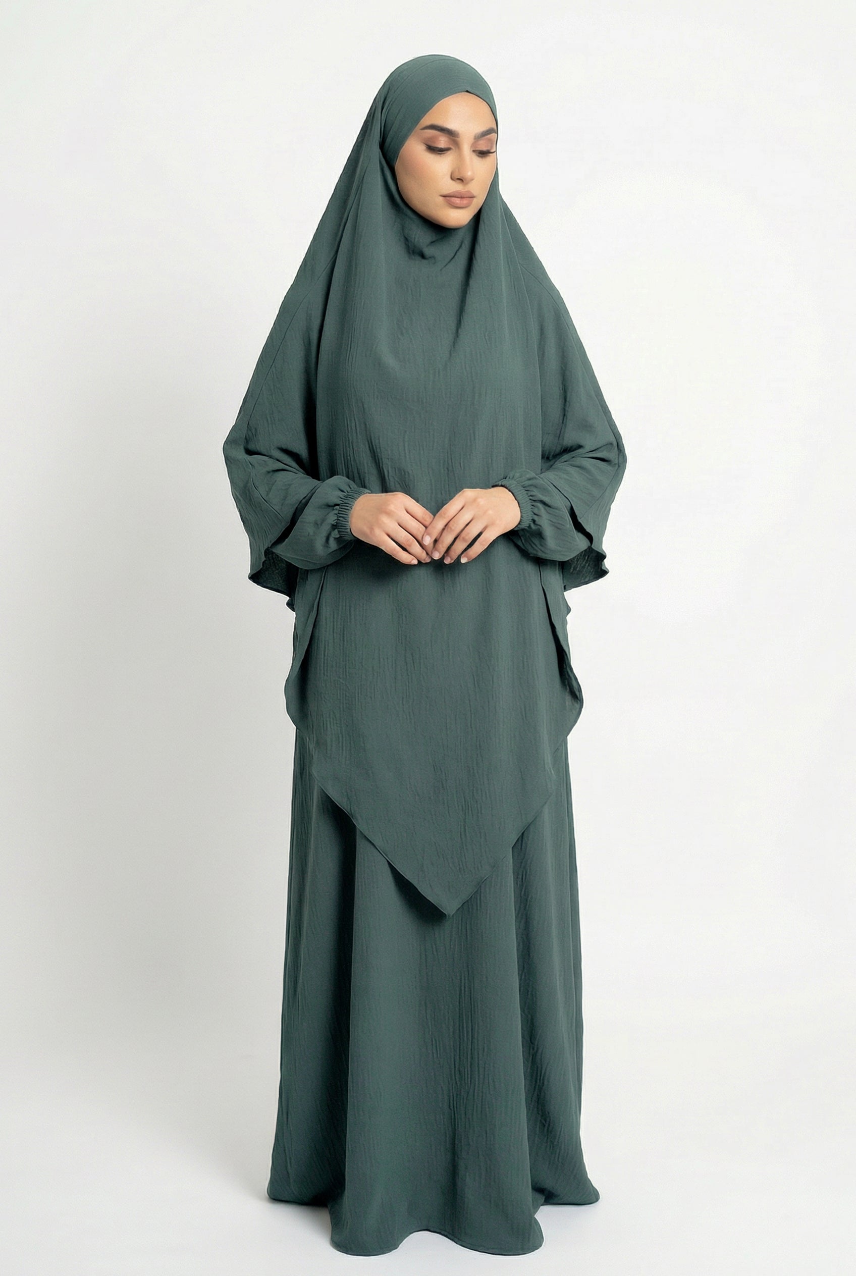 Textured Khimar Green ASL-618K Col 52