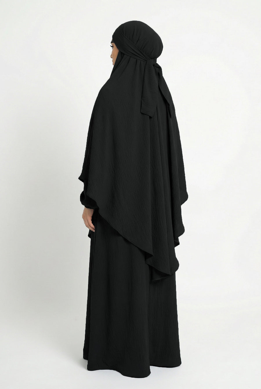Textured Khimar Black ASL-618K