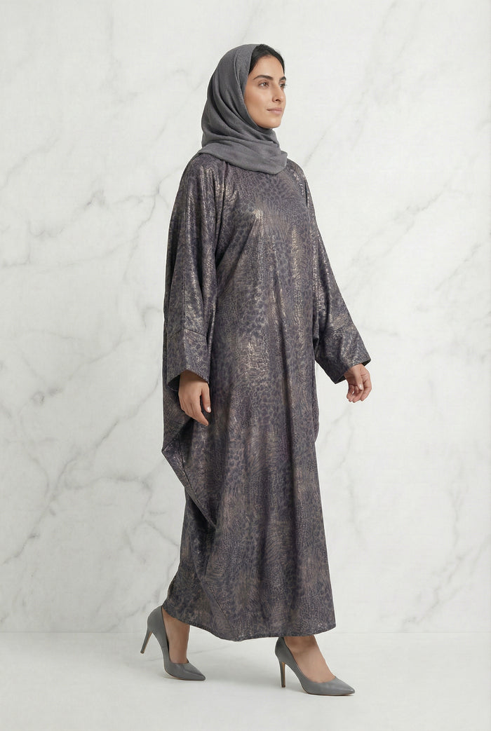 Shimmer Printed Batwing Abaya Lavender 645 Col 8
