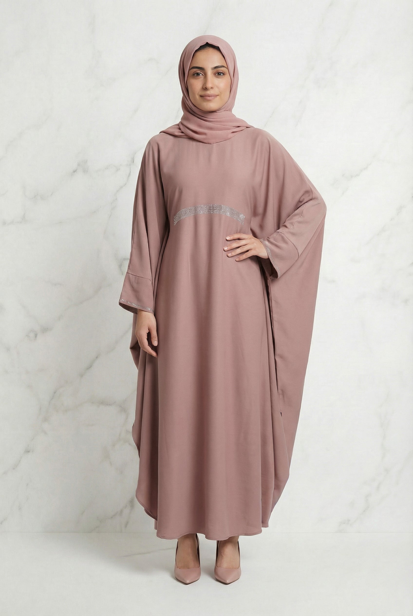 Bisma Batwing Abaya Soft Blush 646 Col 11