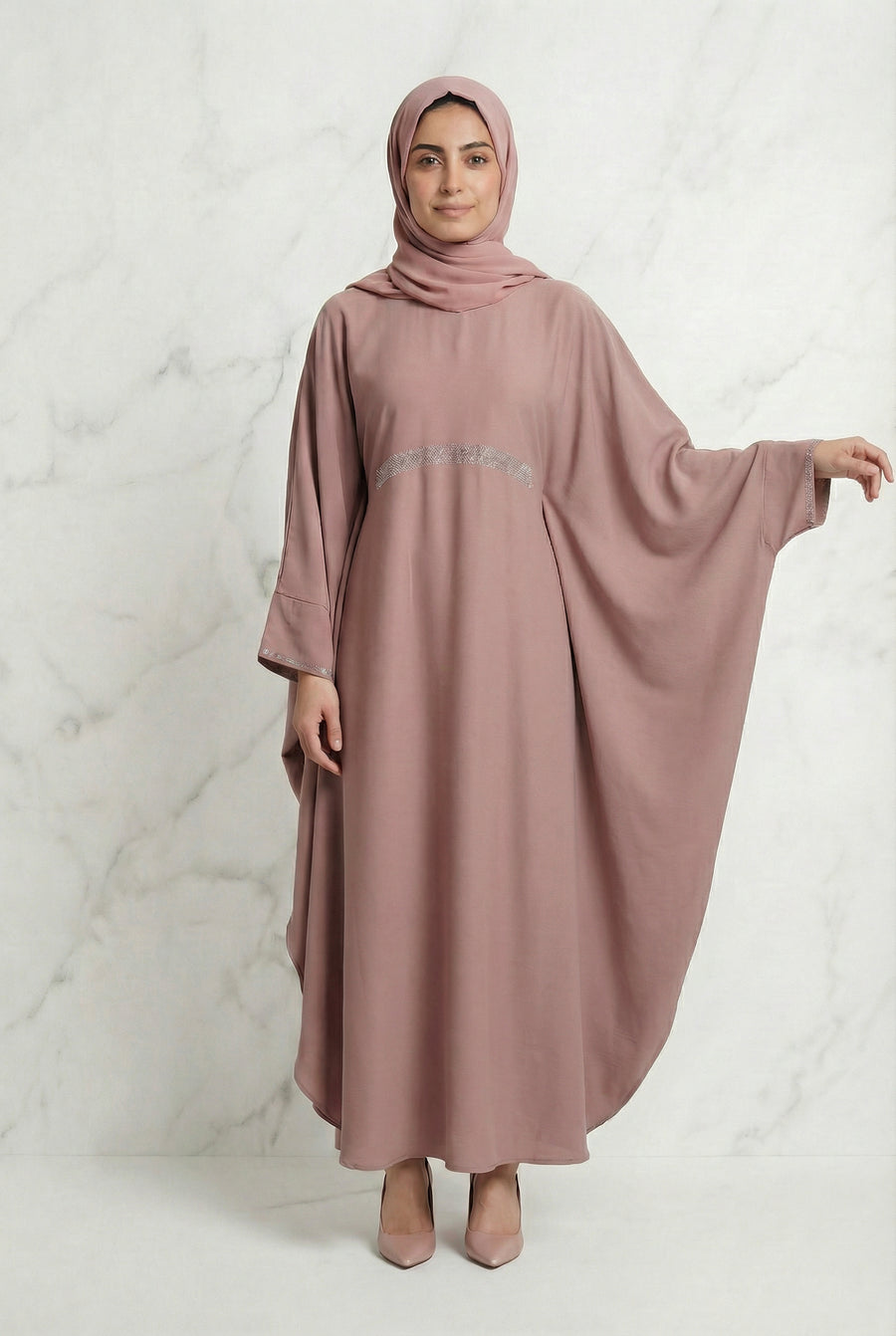 Bisma Batwing Abaya Soft Blush 646 Col 11