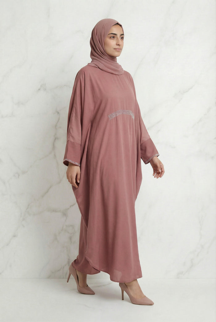 Bisma Batwing Abaya Dusty Rose 646 Col 25