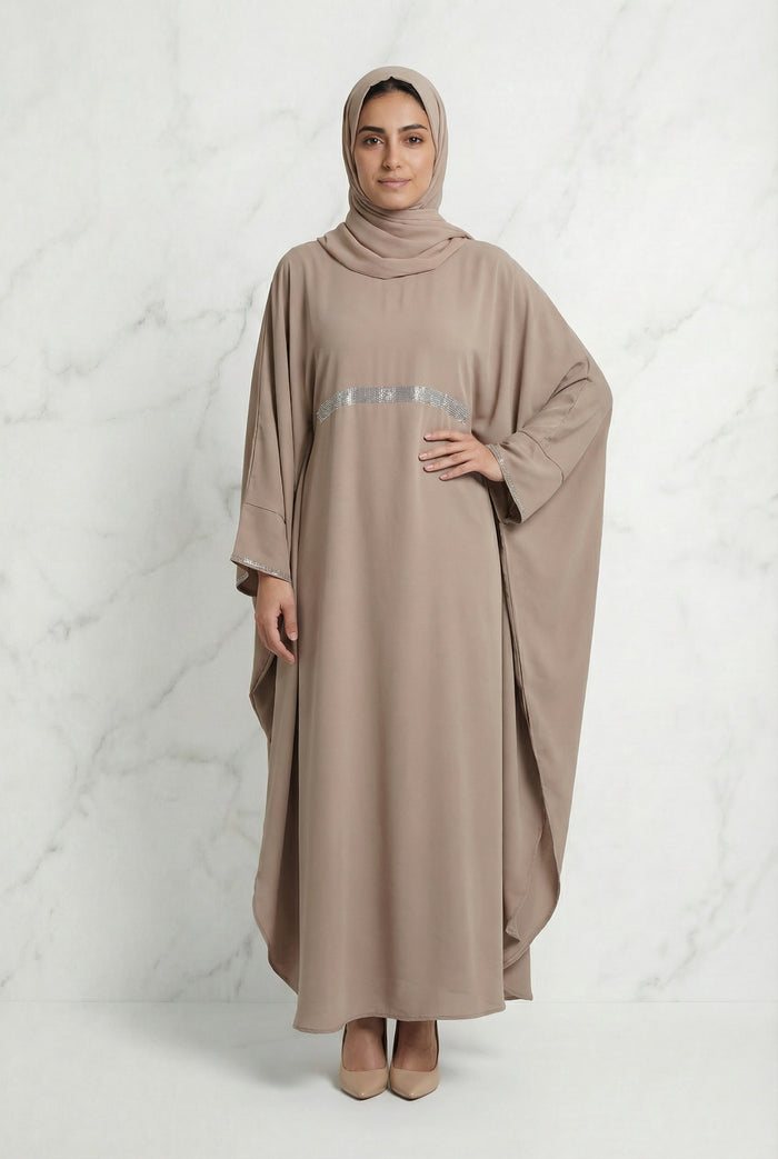 Bisma Batwing Abaya Beige 646 Col 42