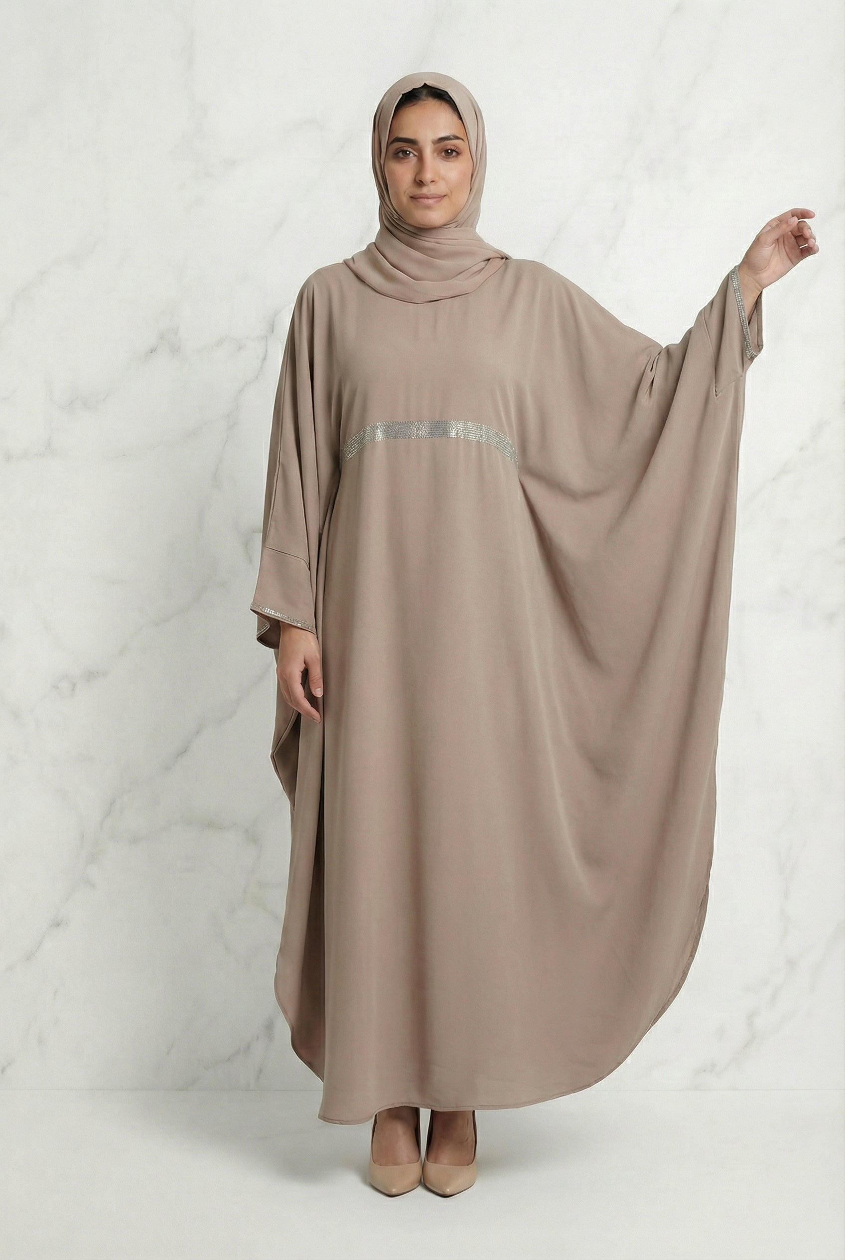 Bisma Batwing Abaya Beige 646 Col 42