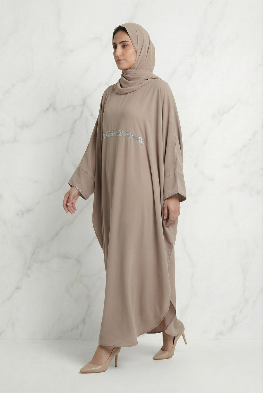 Bisma Batwing Abaya Beige 646 Col 42