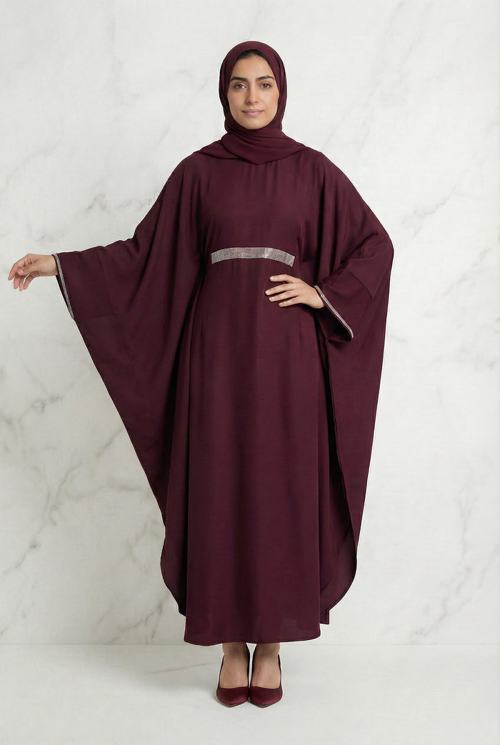 Bisma Batwing Abaya Maroon 646 Col 9