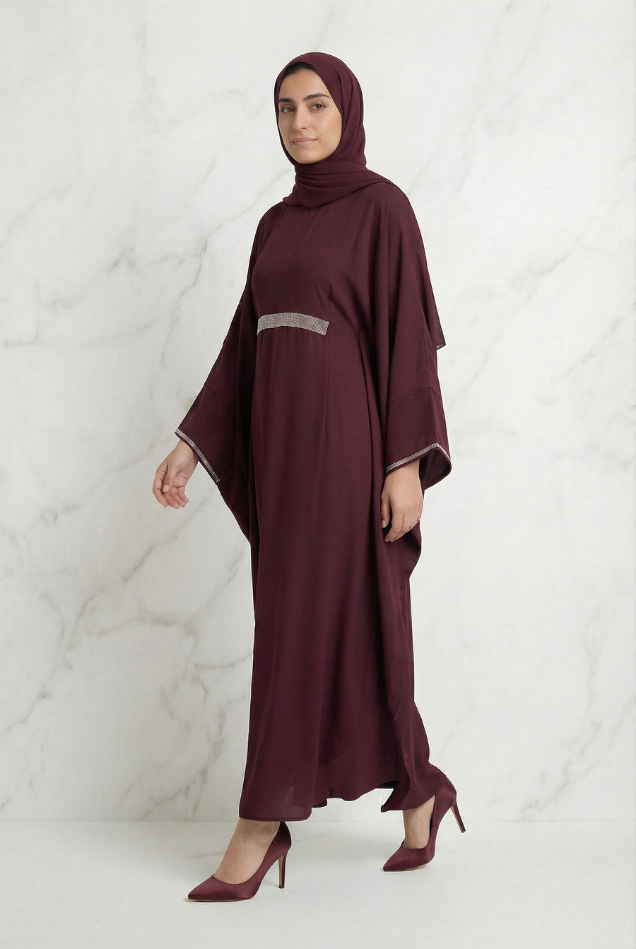 Bisma Batwing Abaya Maroon 646 Col 9