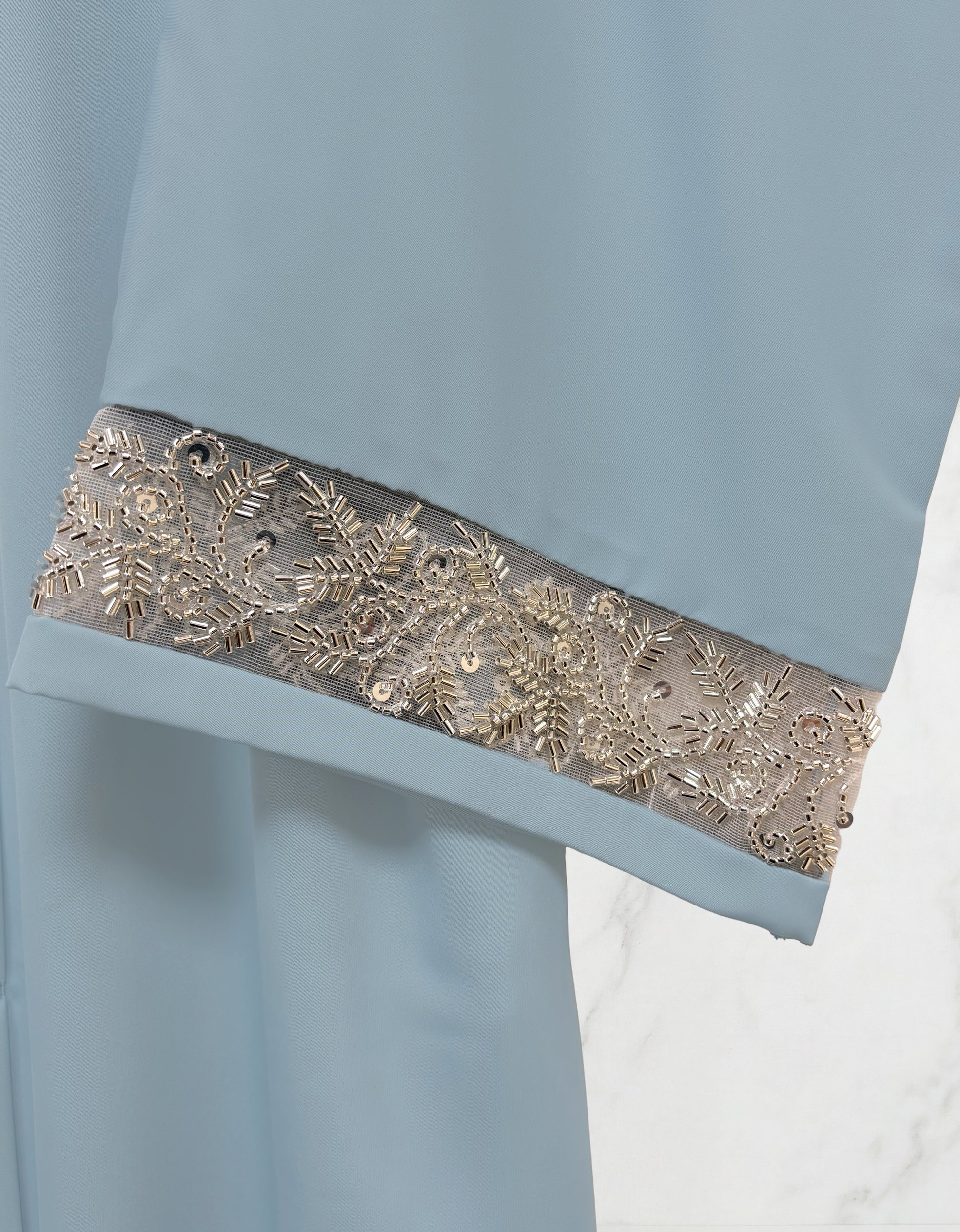 Emira Embroidered Abaya Sky Blue 652 Col 13