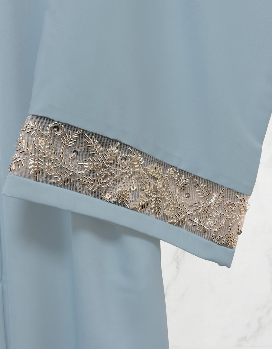 Emira Embroidered Abaya Sky Blue 652 Col 13