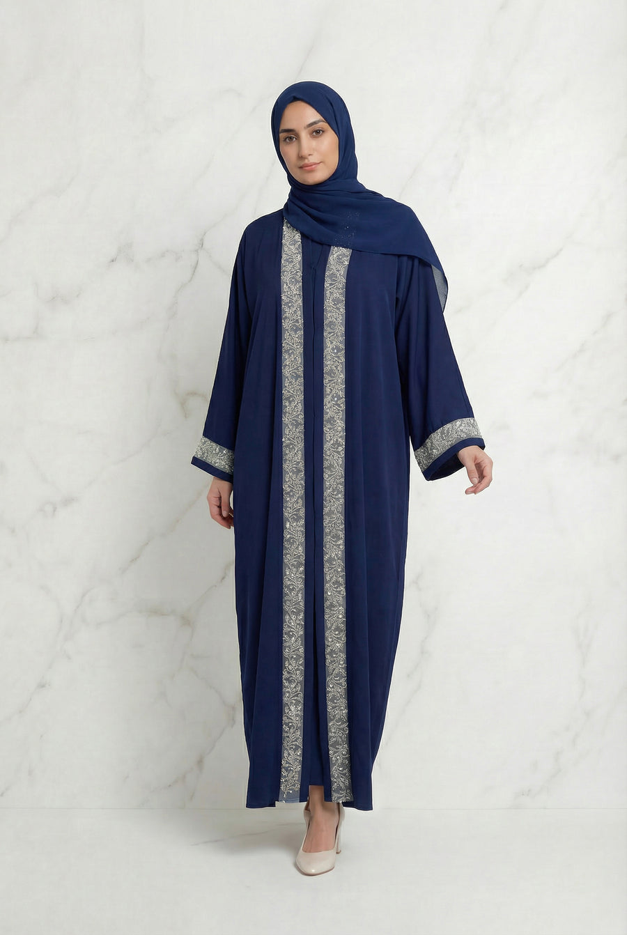 Emira Embroidered Abaya Navy Blue 652 Col 9