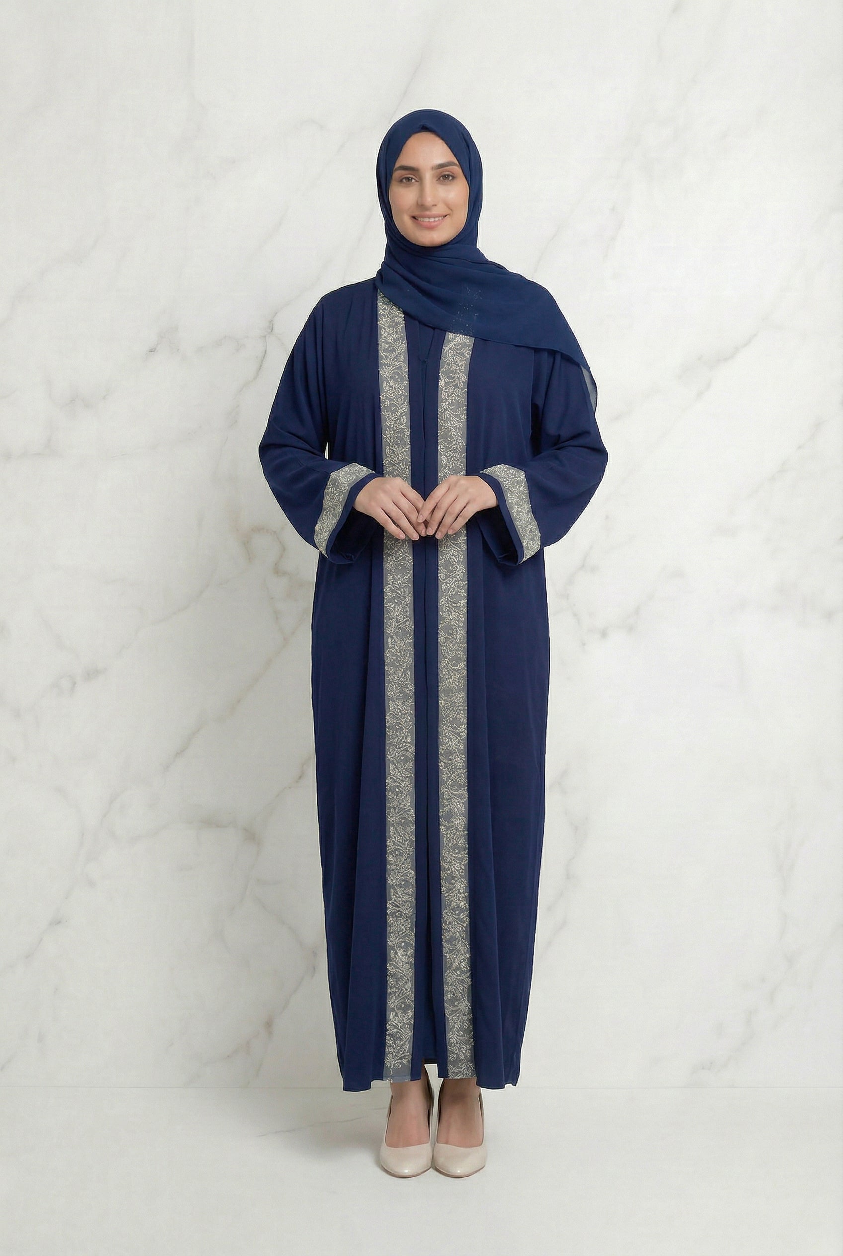 Emira Embroidered Abaya Navy Blue 652 Col 9