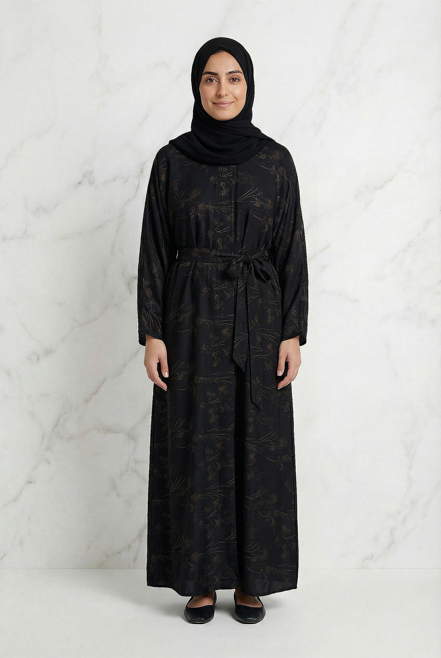 Floral Weave Abaya Midnight Navy 653 Col 5