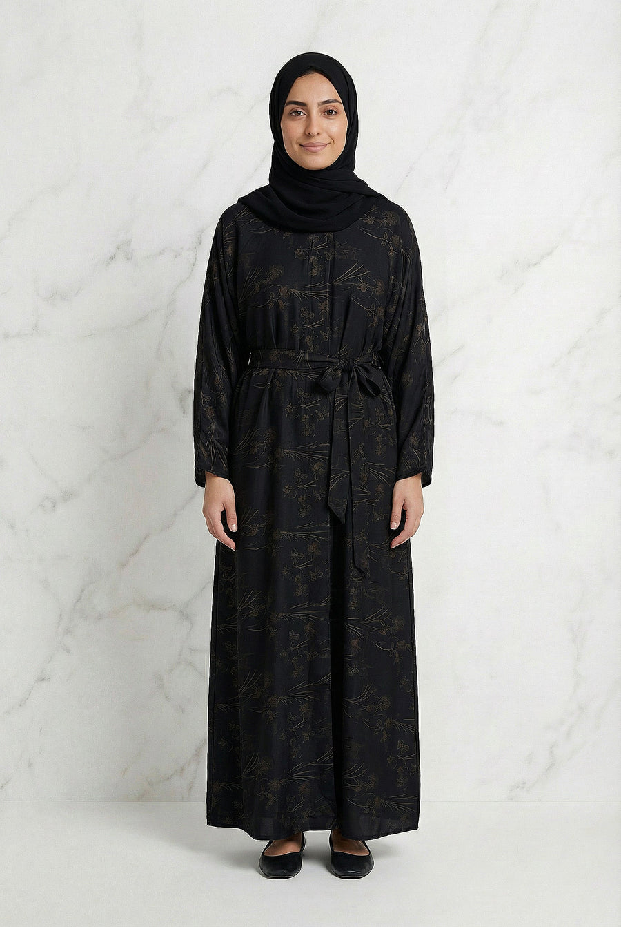 Floral Weave Abaya Midnight Navy 653 Col 5