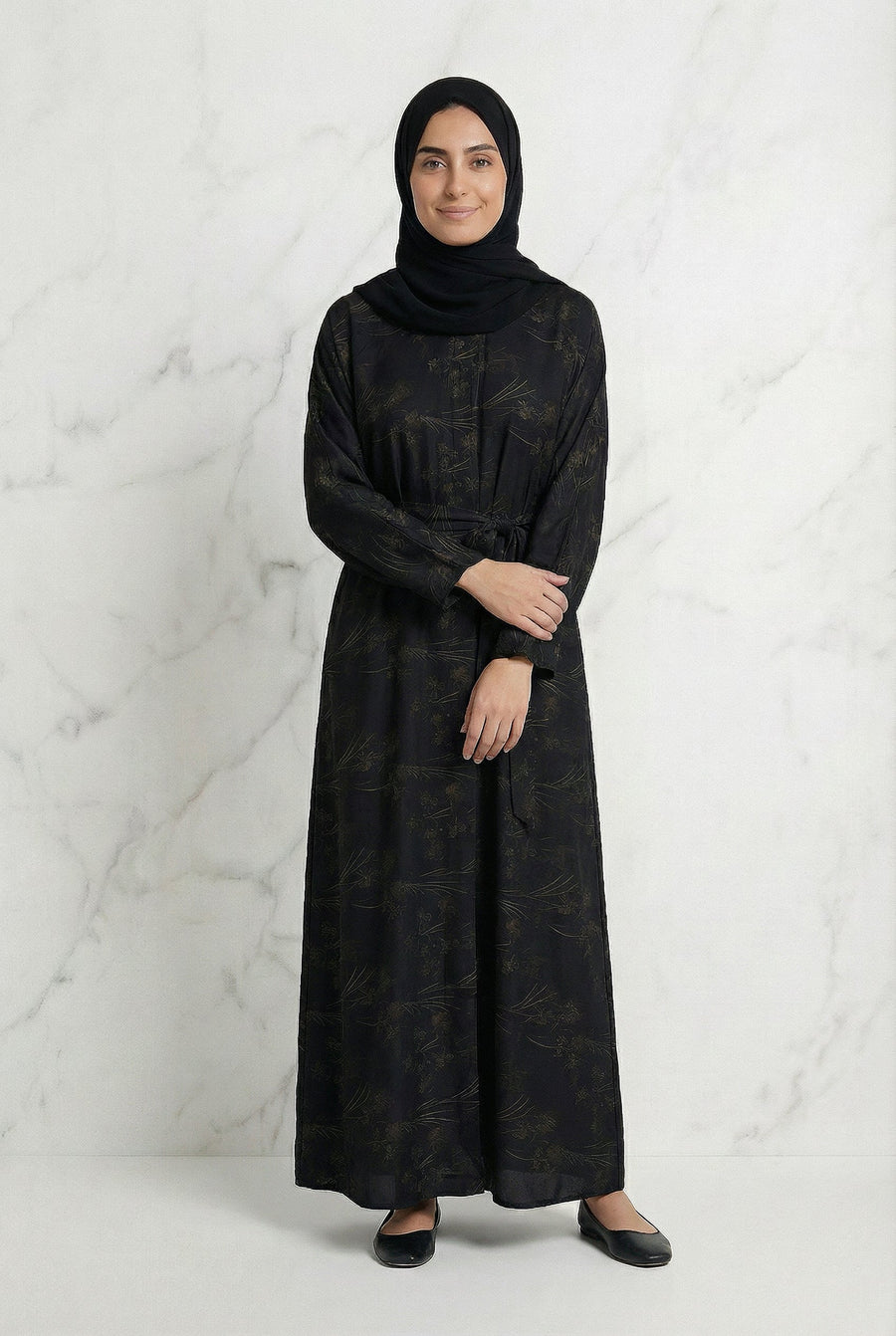 Floral Weave Abaya Midnight Navy 653 Col 5