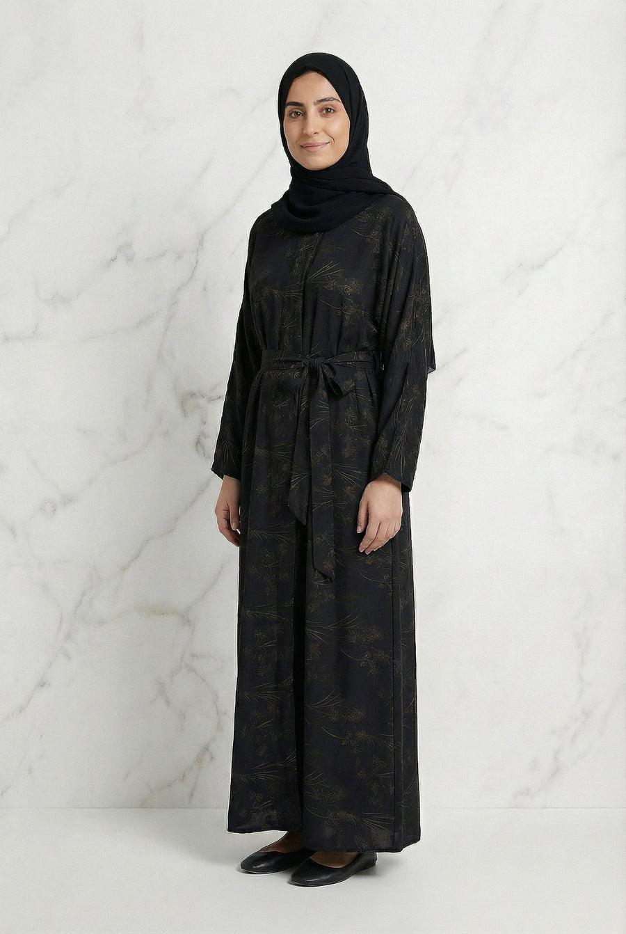 Floral Weave Abaya Midnight Navy 653 Col 5
