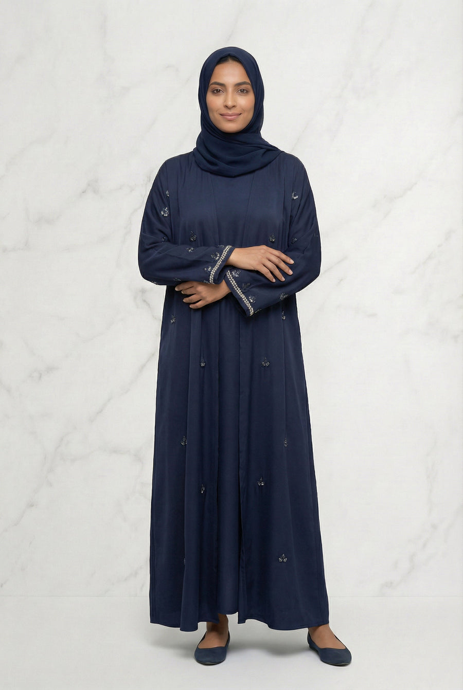 Embroidered Abaya Navy 658 Col 21