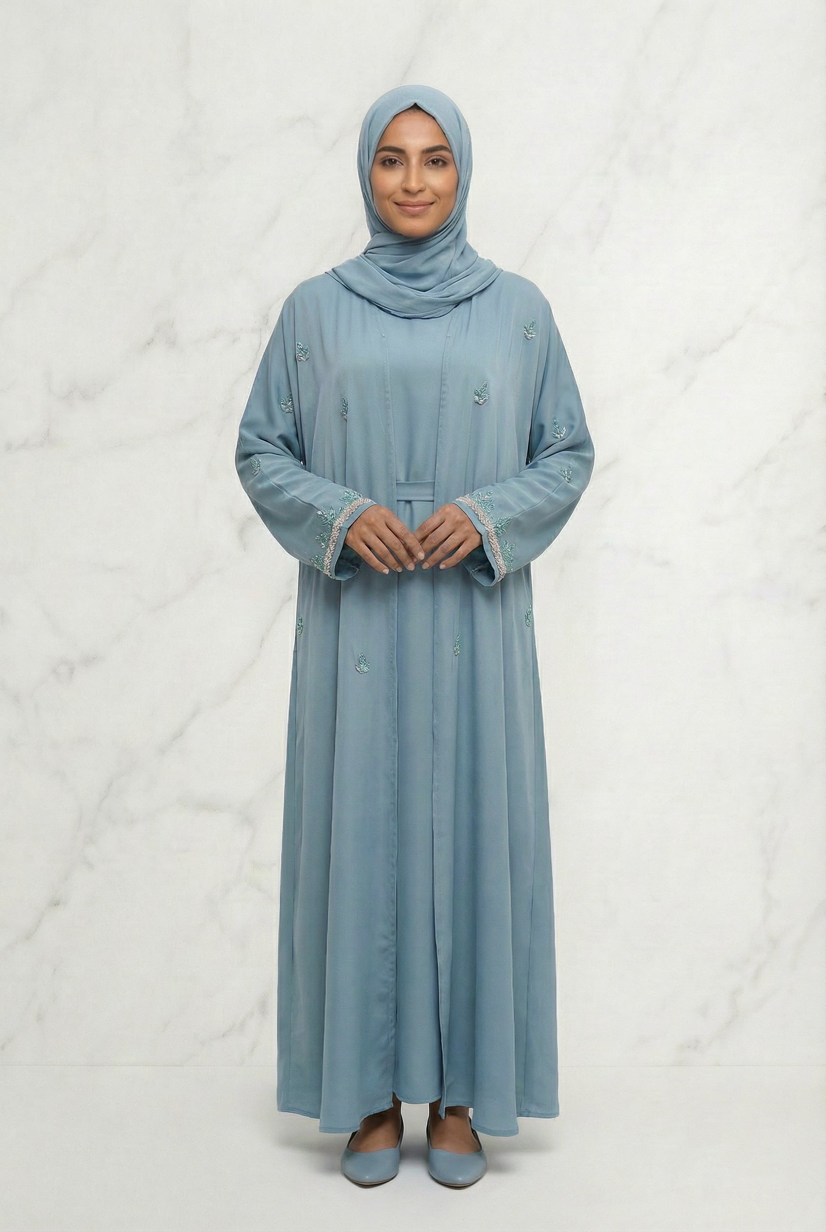 Embroidered Abaya Blue 658 Col 38