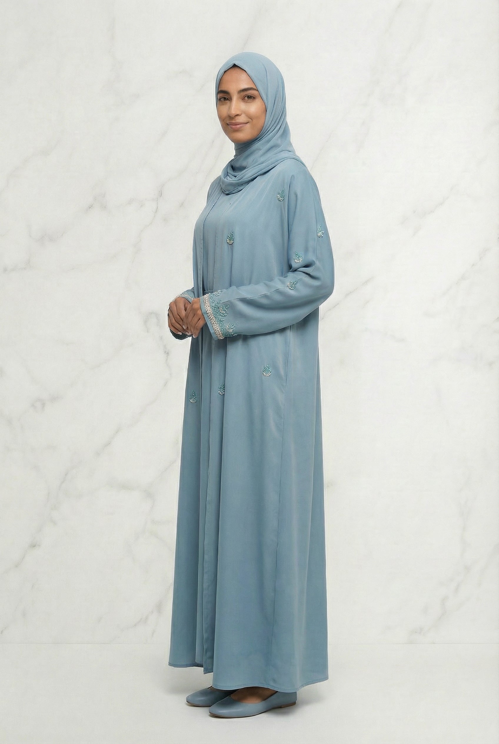 Embroidered Abaya Blue 658 Col 38