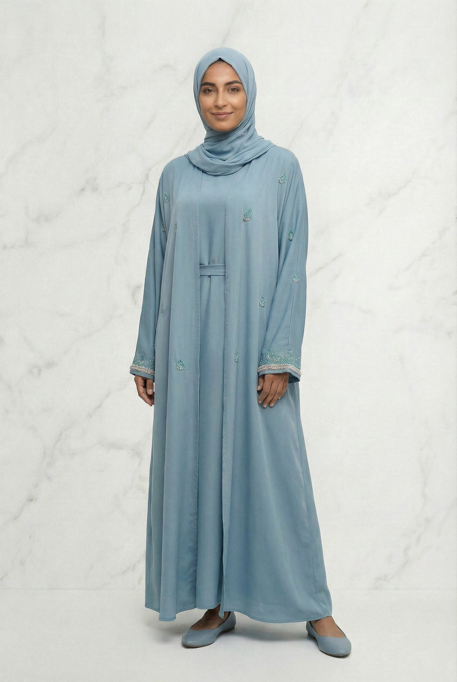 Embroidered Abaya Blue 658 Col 38