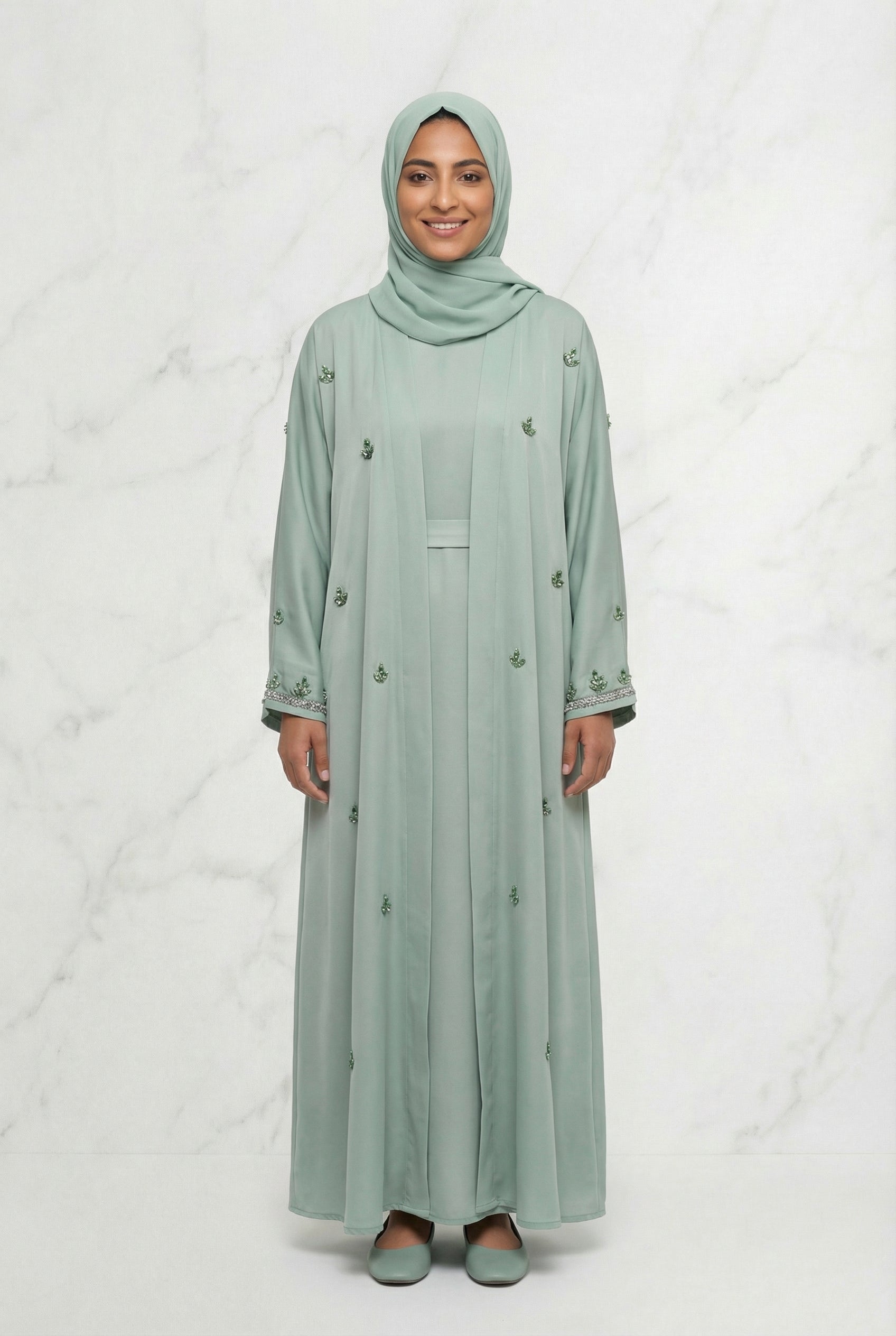 Embroidered Abaya Sage Green 658 Col 51