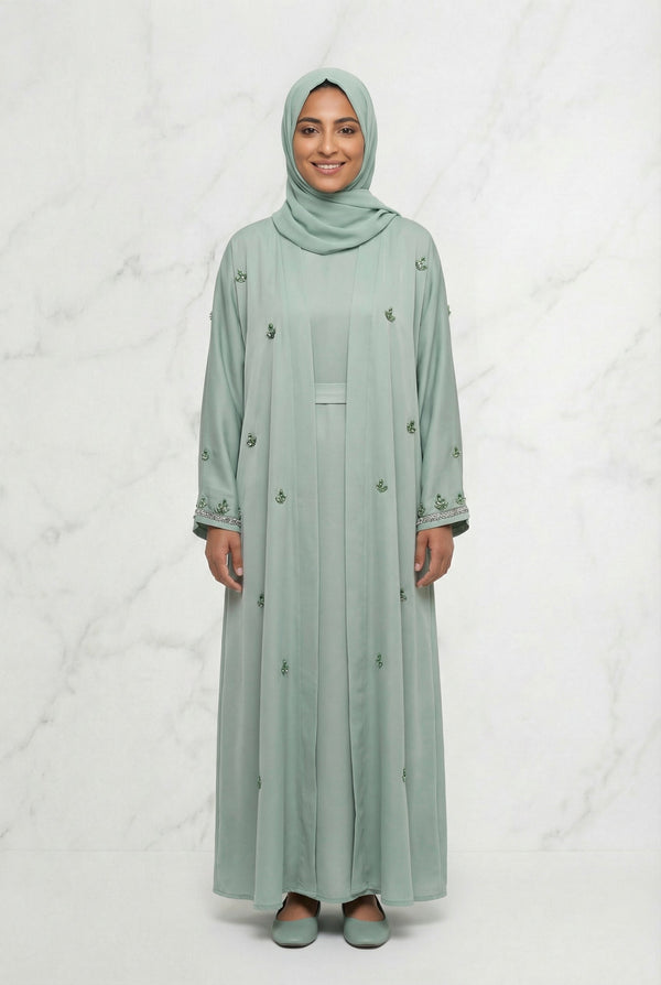 Embroidered Abaya Sage Green 658 Col 51