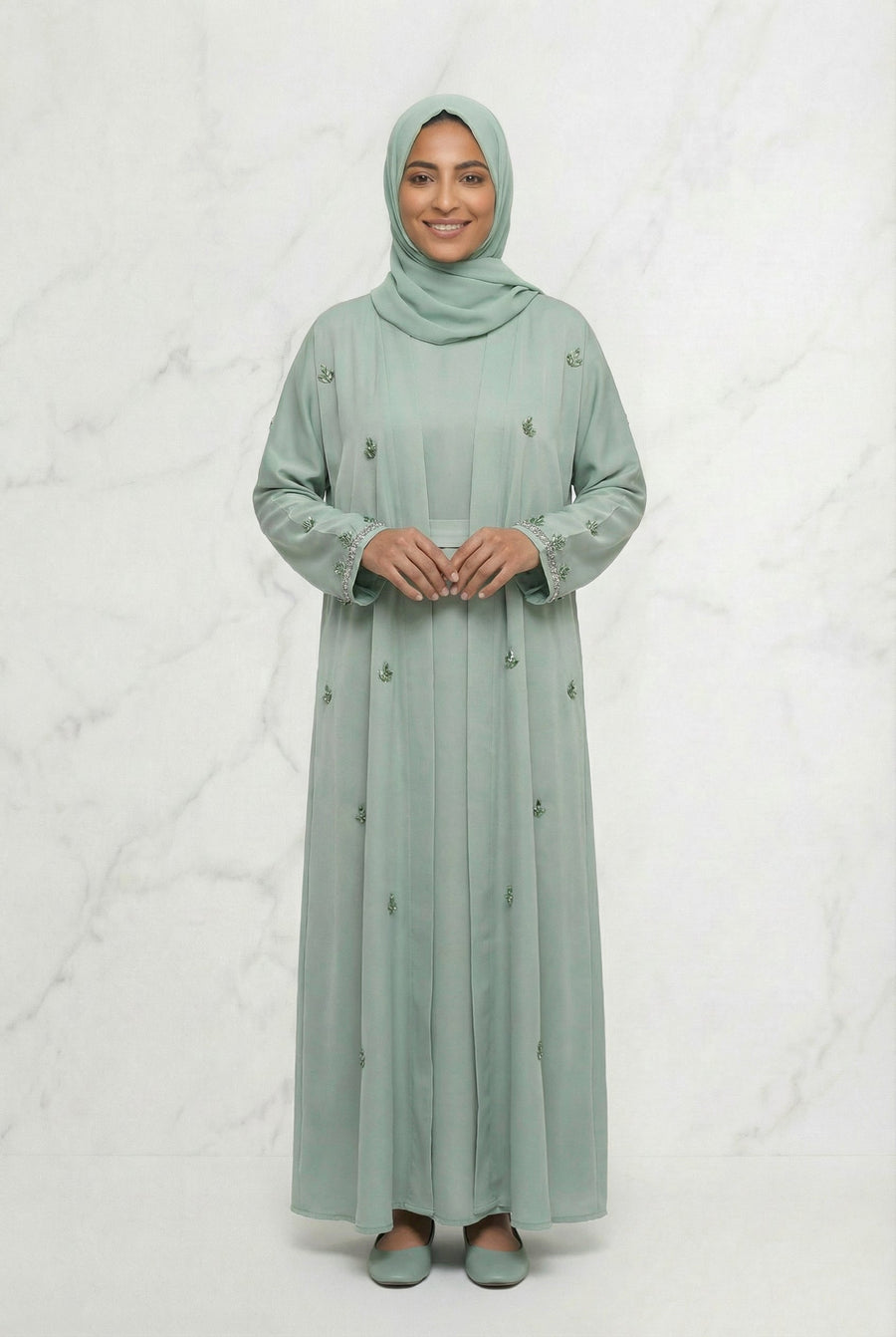 Embroidered Abaya Sage Green 658 Col 51